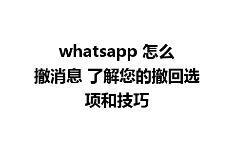 whatsapp 怎么撤消息 了解您的撤回选项和技巧