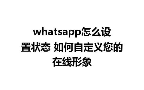 whatsapp怎么设置状态 如何自定义您的在线形象